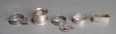 FIVE STERLING SILVER NAPKIN RI