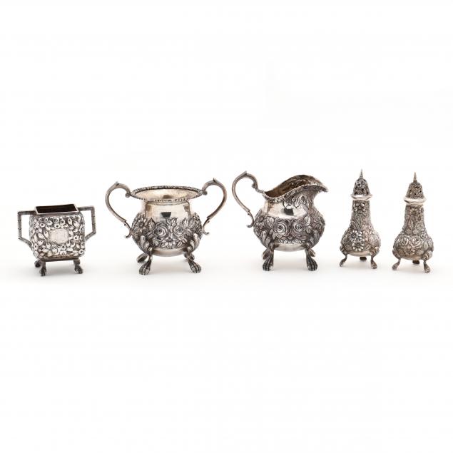 FIVE STERLING SILVER REPOUSSE