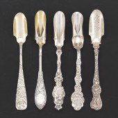FIVE STERLING SILVER SCOOPS, B