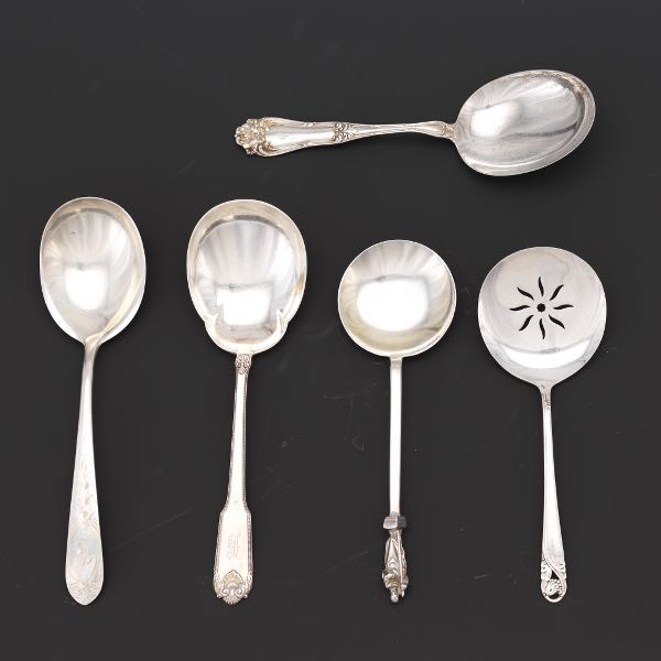 FIVE STERLING SILVER SERVING