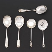 FIVE STERLING SILVER SERVING P