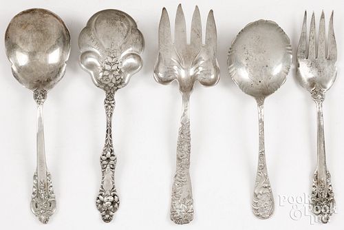 FIVE STERLING SILVER SERVING