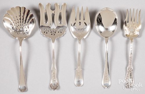FIVE STERLING SILVER SERVING