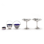 FIVE STERLING SILVER TABLE ART