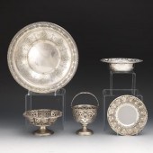 FIVE STERLING SILVER TABLE OBJ