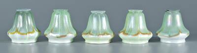 Five Steuben art glass shades: pale