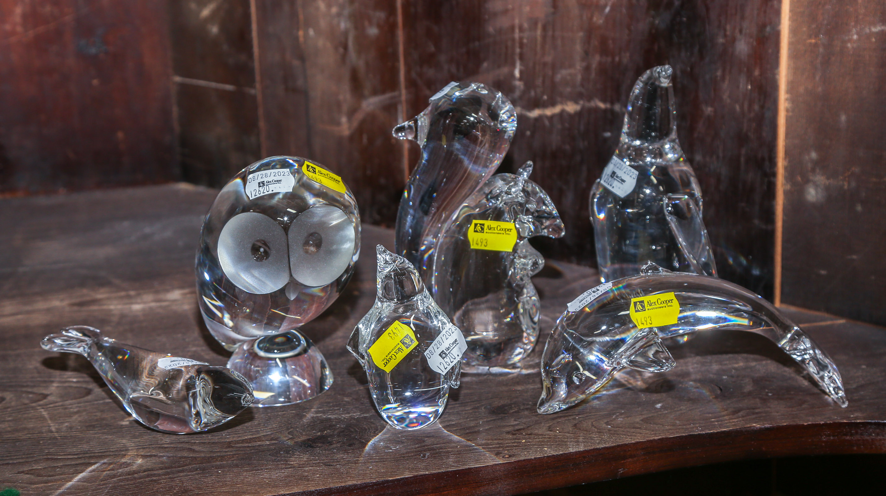FIVE STEUBEN COLORLESS GLASS