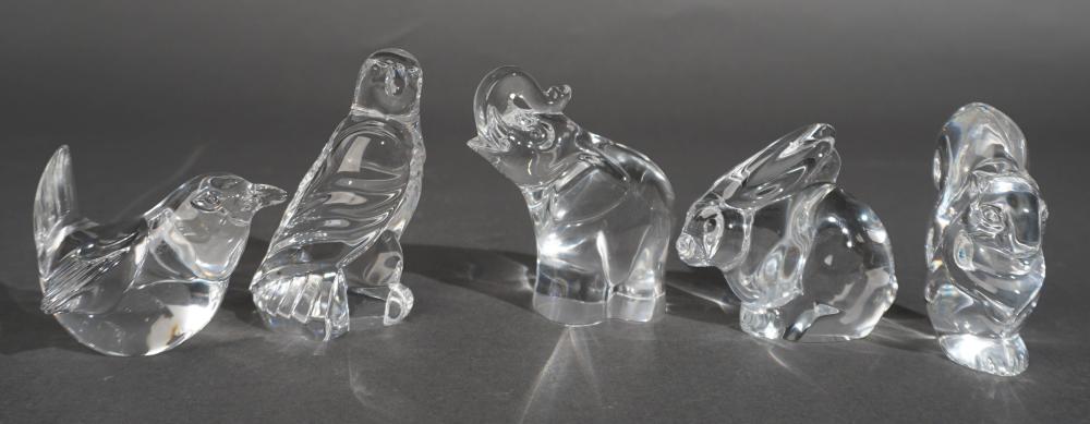 FIVE STEUBEN CRYSTAL ANIMAL