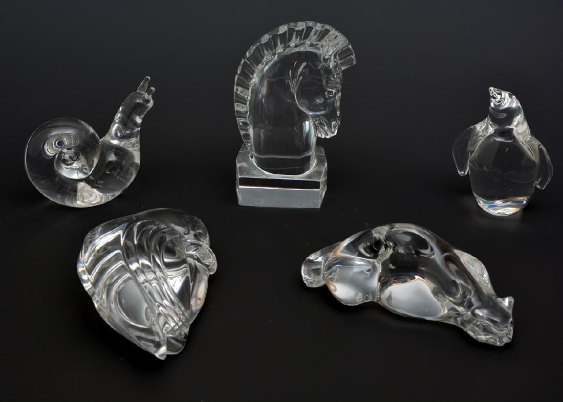 FIVE STEUBEN CRYSTAL ANIMALSFive