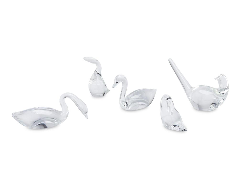 FIVE STEUBEN CRYSTAL BIRD