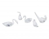 FIVE STEUBEN CRYSTAL BIRD FIGU