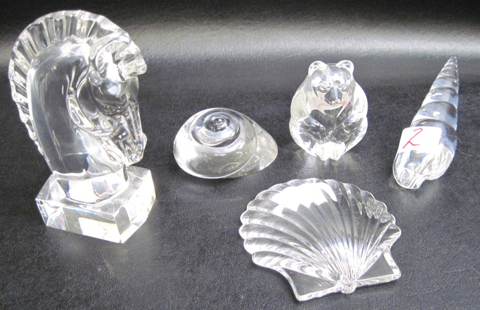 FIVE STEUBEN CRYSTAL FIGURINES: