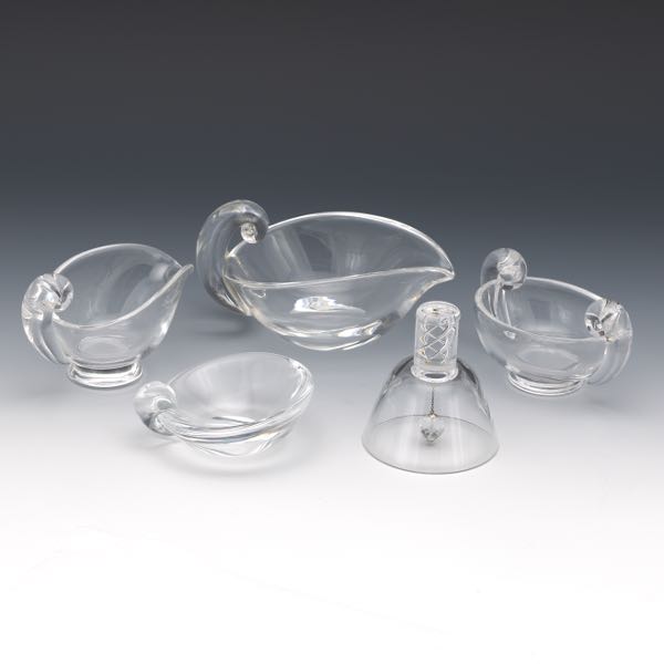 FIVE STEUBEN CRYSTAL TABLE