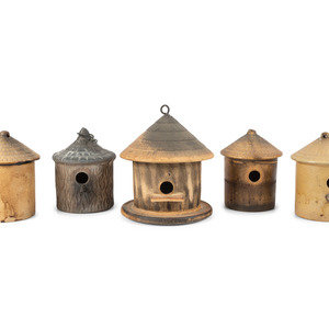 Five Stoneware Birdhouses,