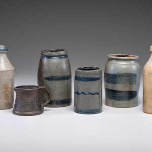 Five Stoneware Bottles and