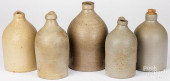 FIVE STONEWARE JUGS<br>Five st