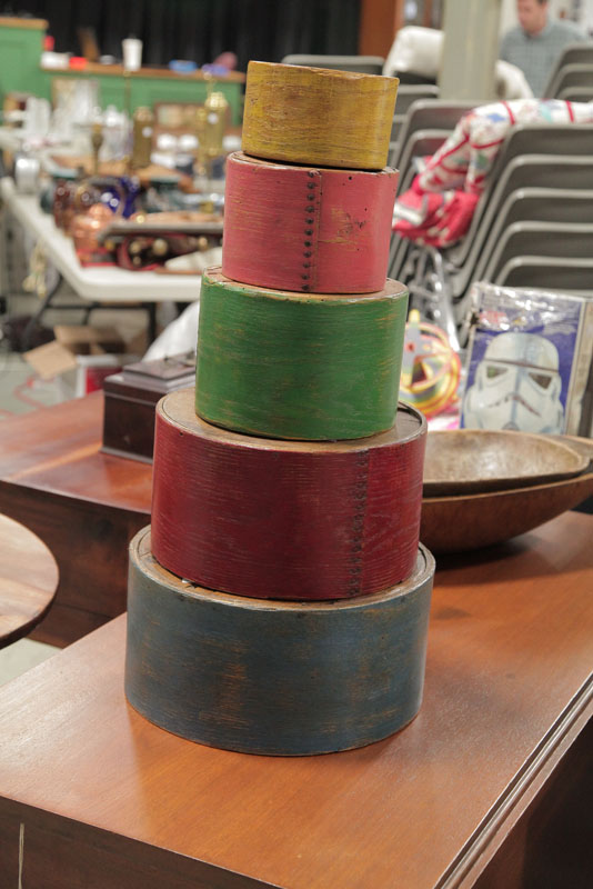 FIVE STORAGE BOXES. American 