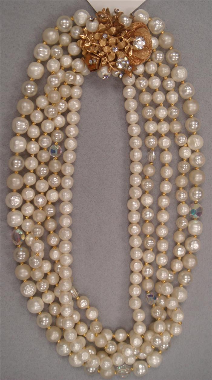 Five strands of faux pearls