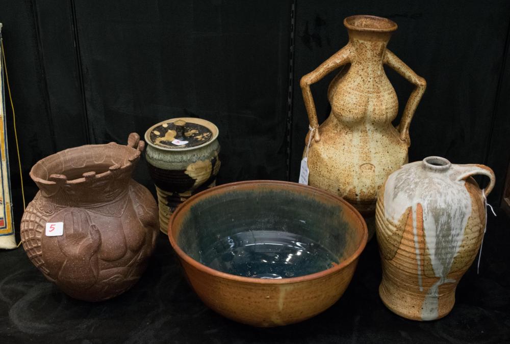 FIVE STUDIO ART POTTERY VESSELSFIVE