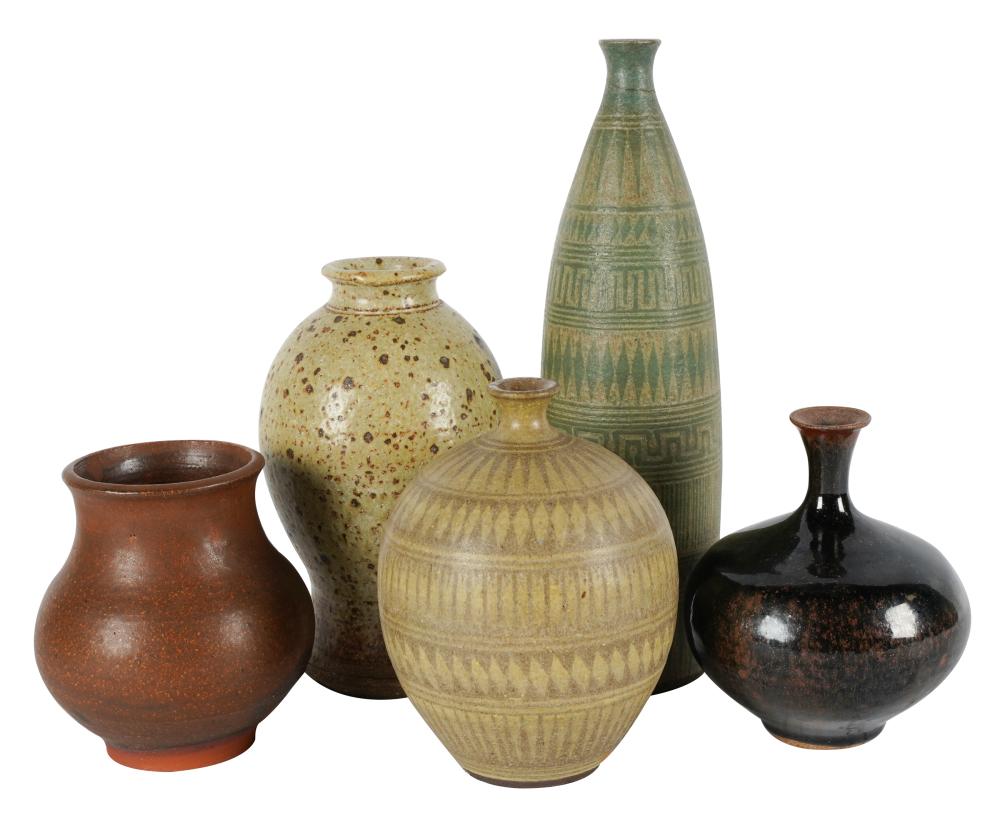 FIVE STUDIO POTTERY VASESthe
