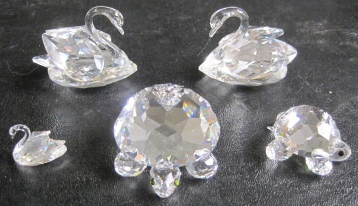 FIVE SWAROVSKI FACETED CRYSTAL