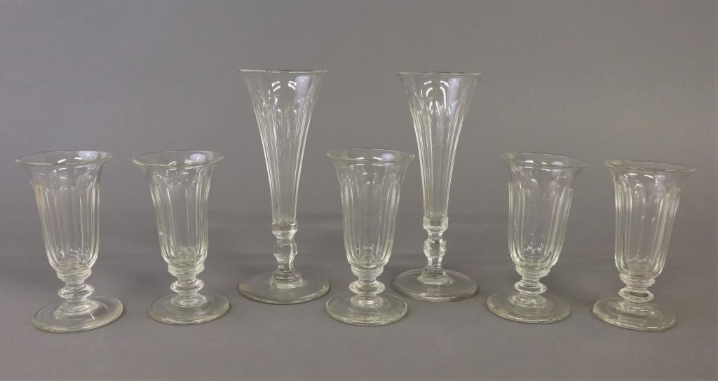 Five sylabub glasses, 5"h, together