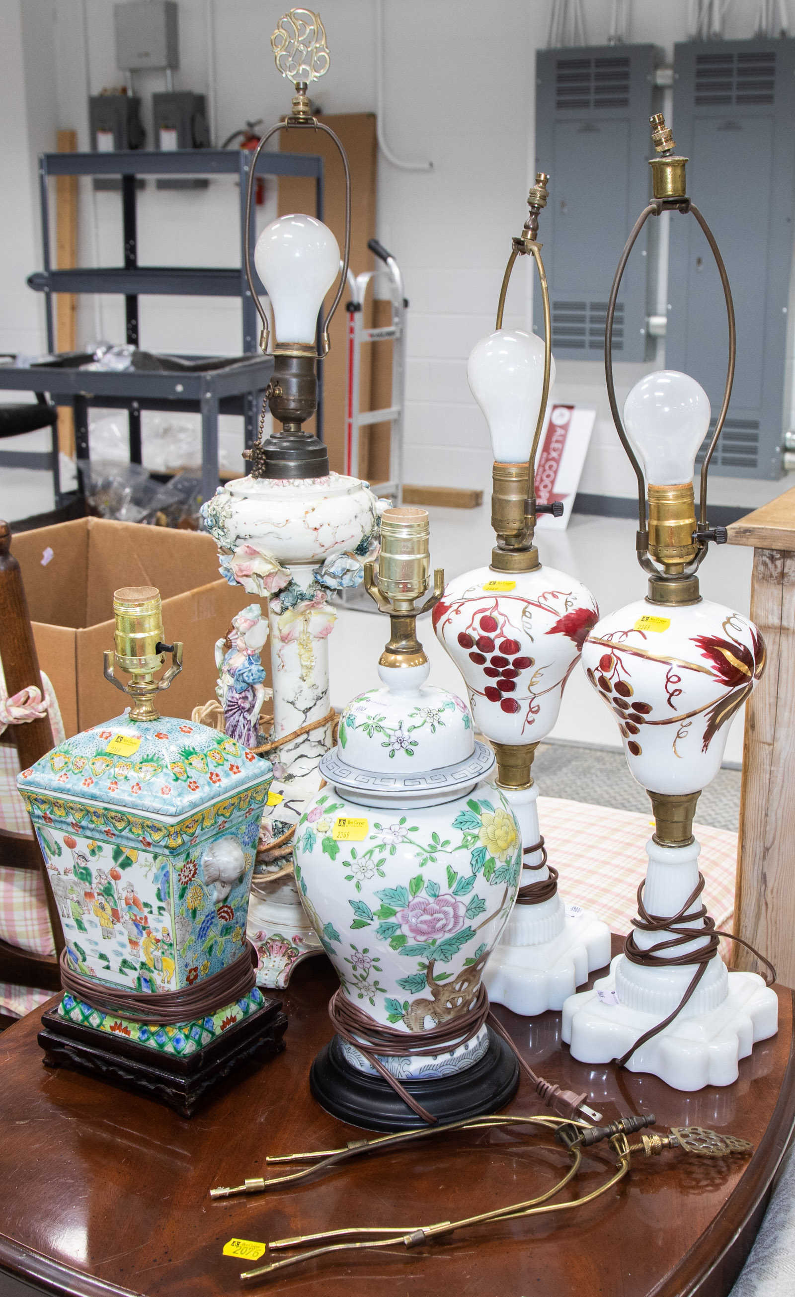 FIVE TABLE LAMPS Including an