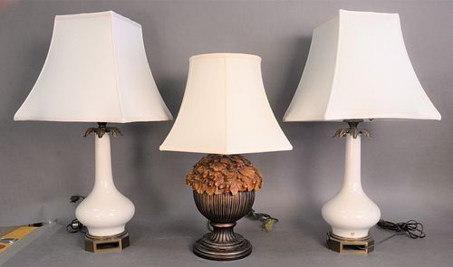 FIVE TABLE LAMPS TO INCLUDE A