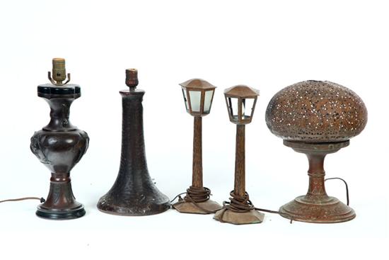 FIVE TABLE LAMPS.  Twentieth