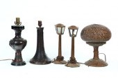 FIVE TABLE LAMPS.  Twentieth c