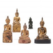 FIVE THAI WOOD & METAL SCULPTU