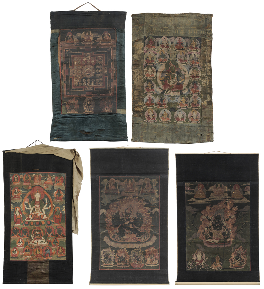 Five Tibetan Buddhist Thangka