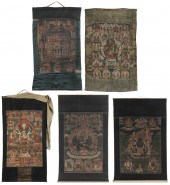 Five Tibetan Buddhist Thangka