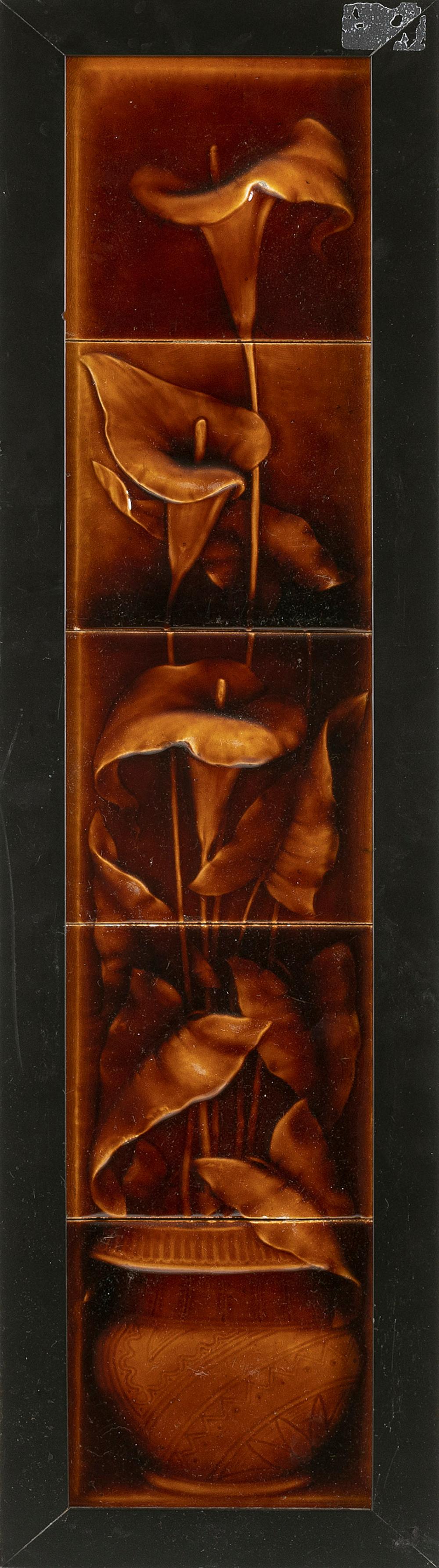 FIVE TILES DEPICTING A POTTED PLANT