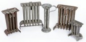 FIVE TIN CANDLEMOLDS, 19TH C.F