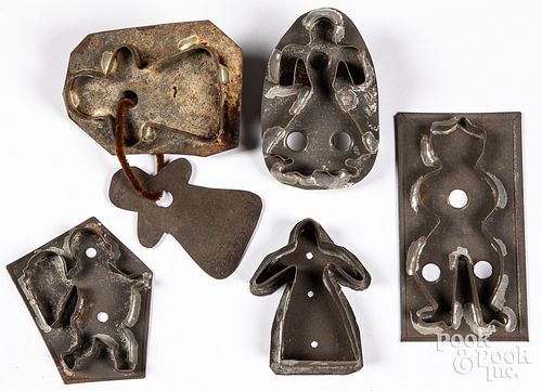 FIVE TIN PEOPLE COOKIE CUTTERS,