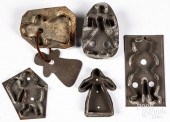 FIVE TIN PEOPLE COOKIE CUTTERS