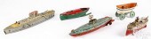FIVE TIN TOY BOATSFive tin toy