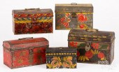 FIVE TOLEWARE DRESSER BOXES, 1