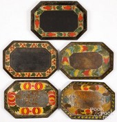 FIVE TOLEWARE TRAYS, 19TH C.Fi