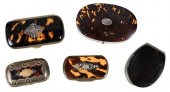 FIVE TORTOISESHELL BOXES, INLA