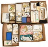 FIVE TRAY LOTS OF COSTUME JEWE