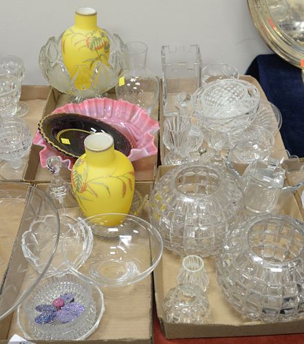 FIVE TRAY LOTS OF CRYSTAL AND