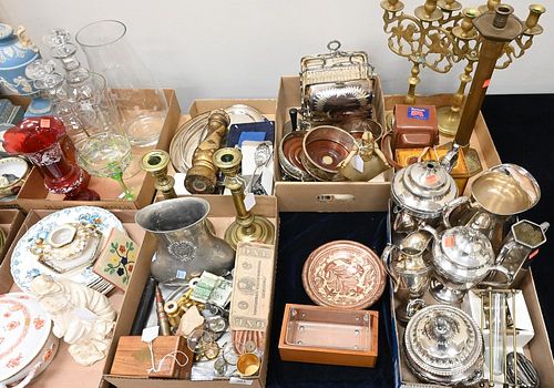 FIVE TRAY LOTS OF SILVERPLATE,