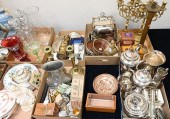 FIVE TRAY LOTS OF SILVERPLATE,