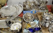 FIVE TRAY LOTS OF SILVERPLATE