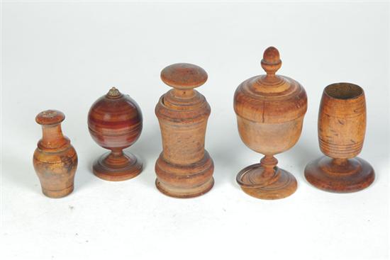 FIVE TREEN ITEMS.  American  2nd