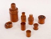 Five treen string boxes and co