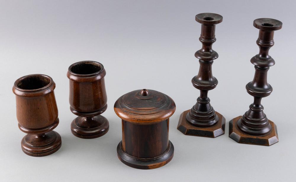 FIVE TREENWARE ITEMS LATE