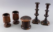 FIVE TREENWARE ITEMS LATE 19TH